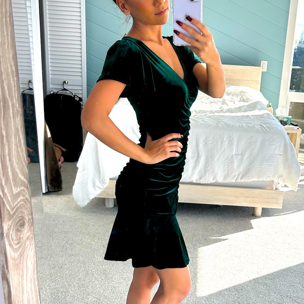 BNWT AQUA Green Velvet Dress